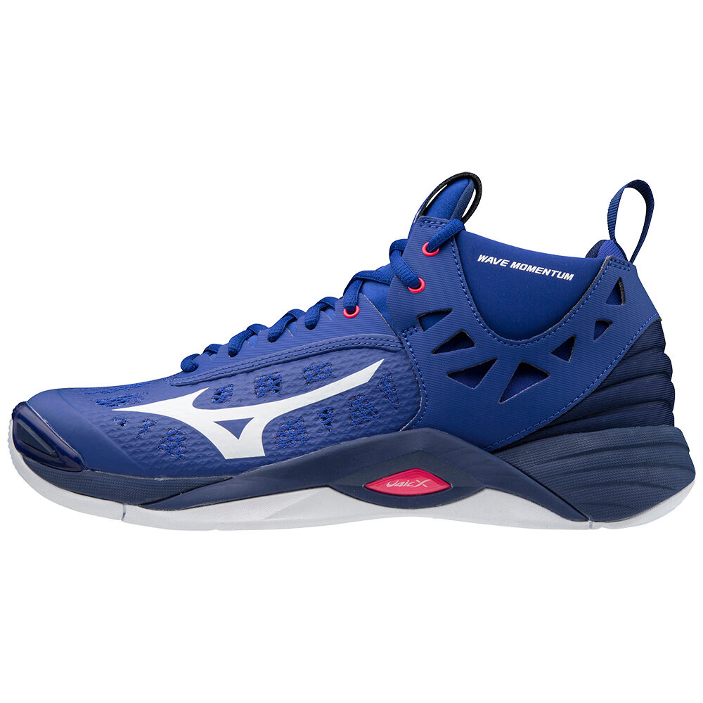 Mizuno Wave Momentum Mid - Erkek Voleybol Ayakkabısı - Mavi/Beyaz Türkiye (YPFENM-920)